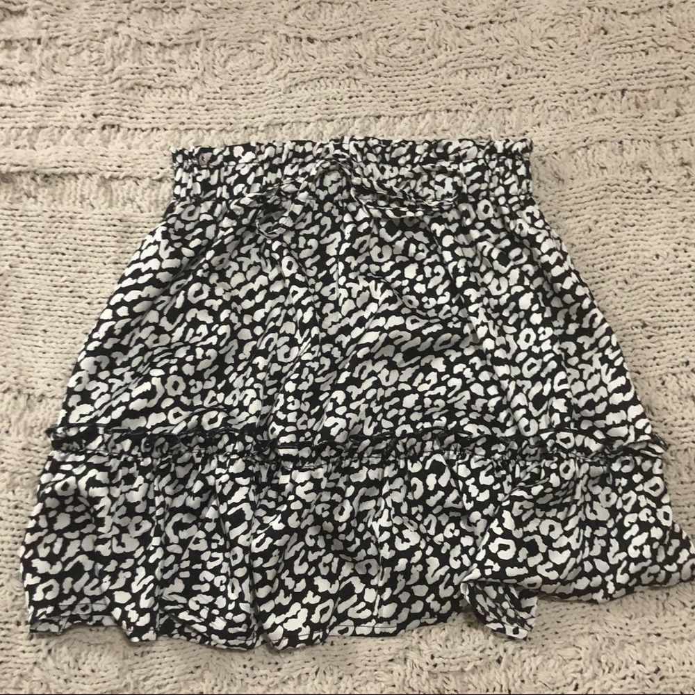 Black & White Leopard Mini Skirt